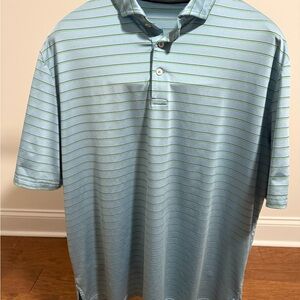Light Blue Striped Men's Polo Shirt. RLX with logo